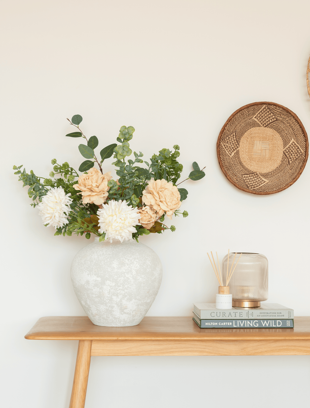 Cream Peony Eucalyptus
