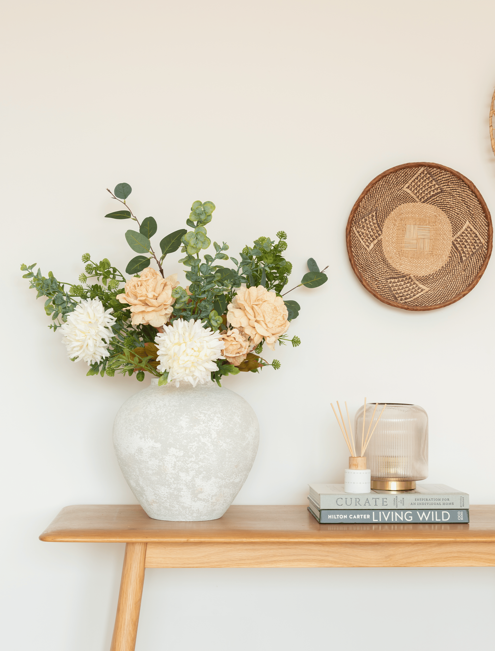 Cream Peony Eucalyptus