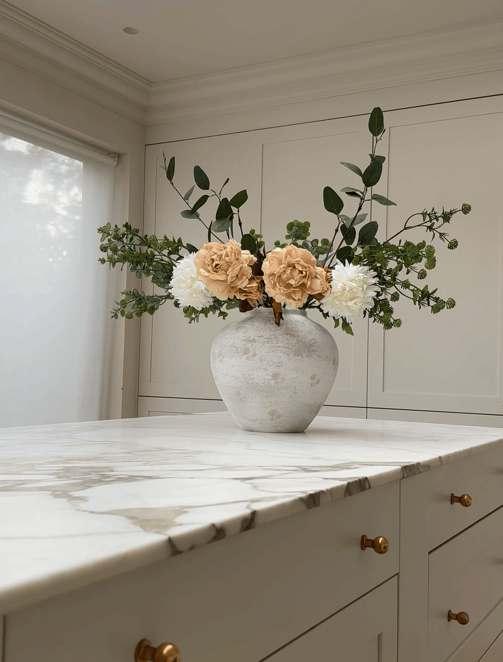 Cream Peony Eucalyptus