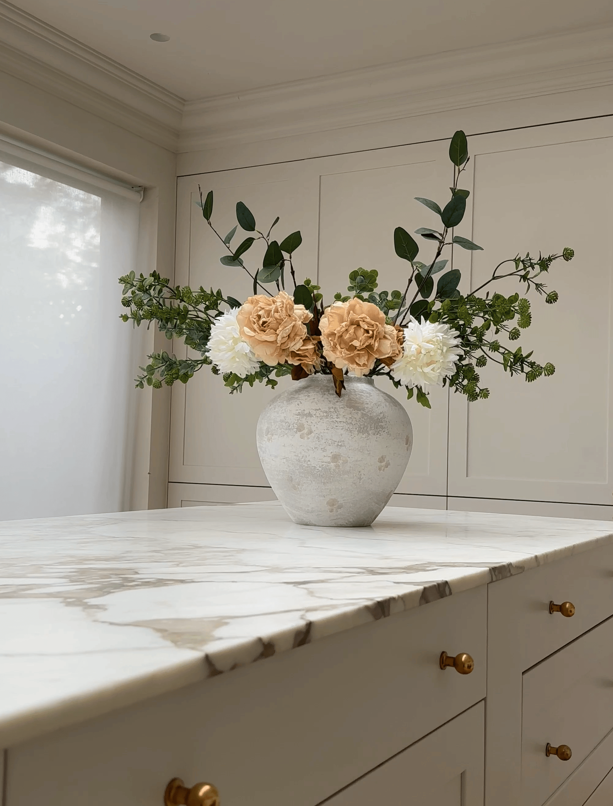 Cream Peony Eucalyptus