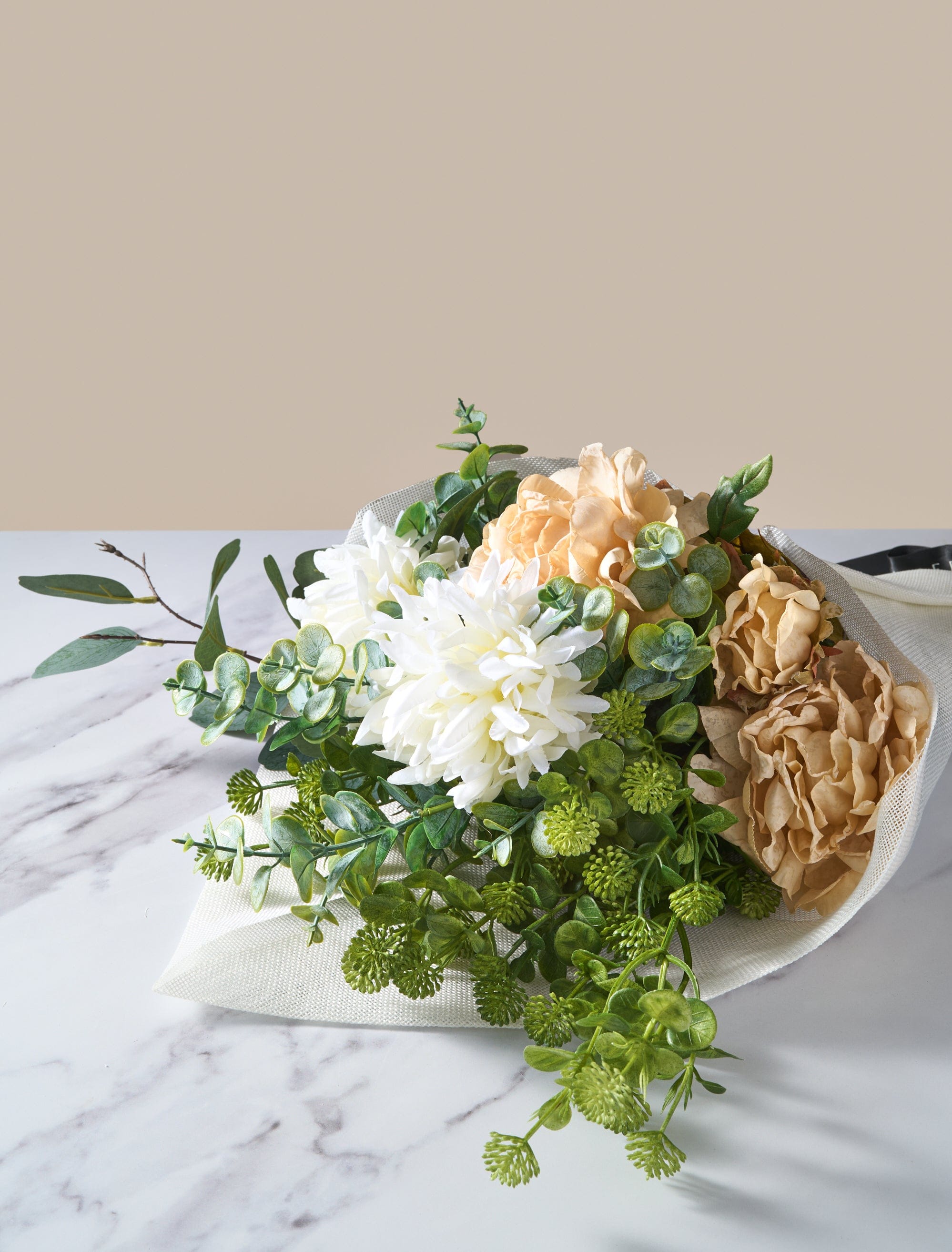 Cream Peony Eucalyptus