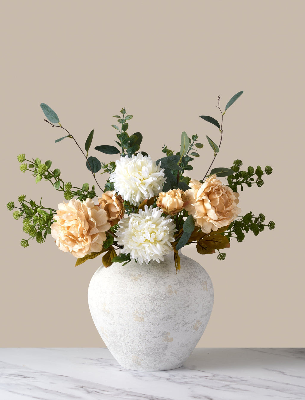 Cream Peony Eucalyptus