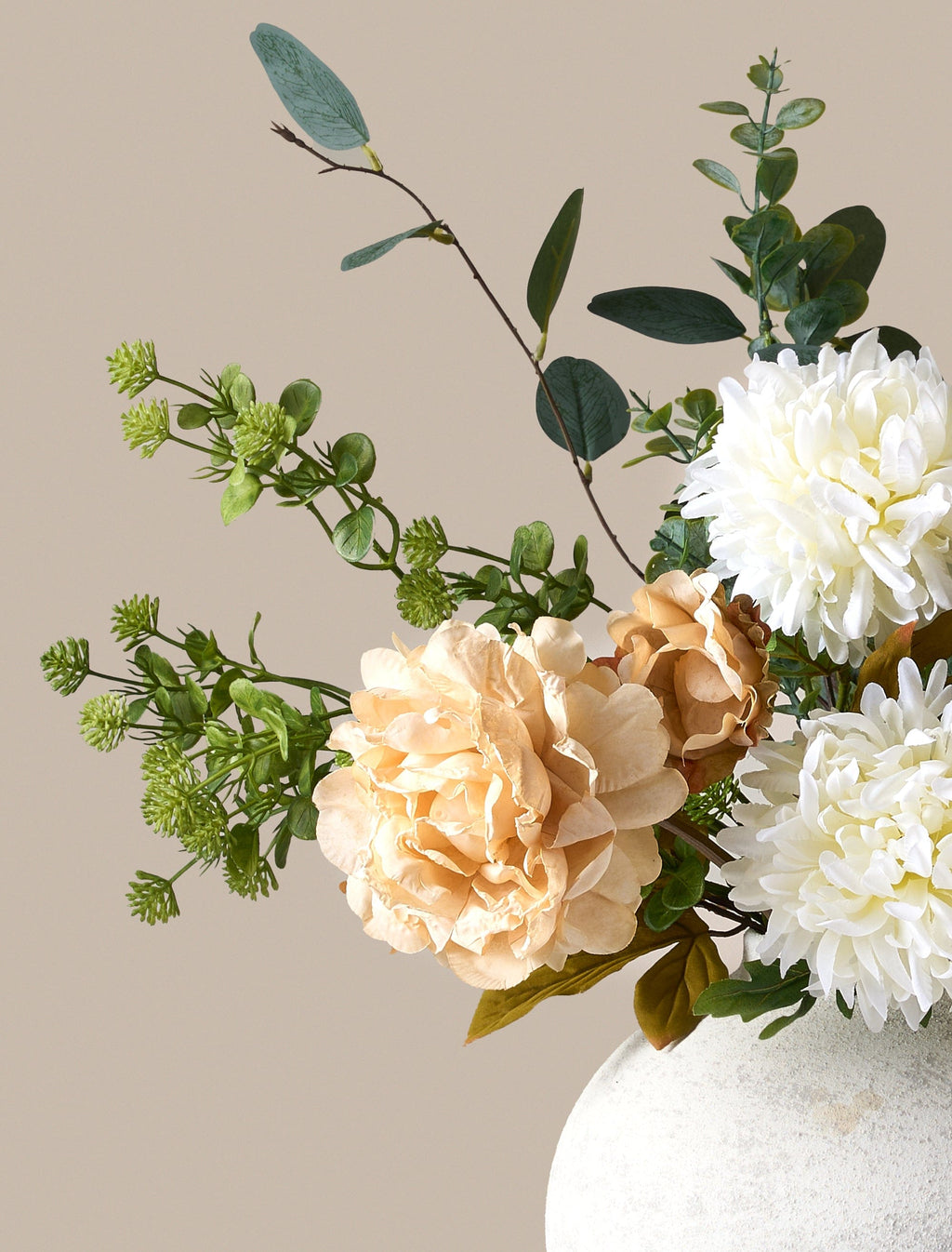 Cream Peony Eucalyptus